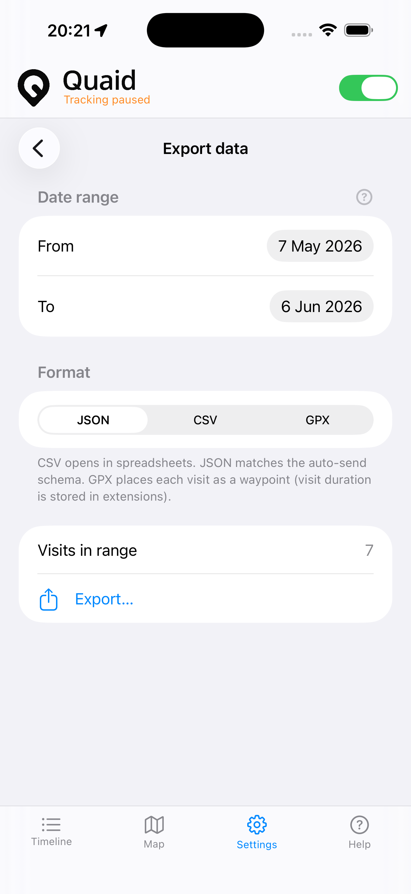 Export your data